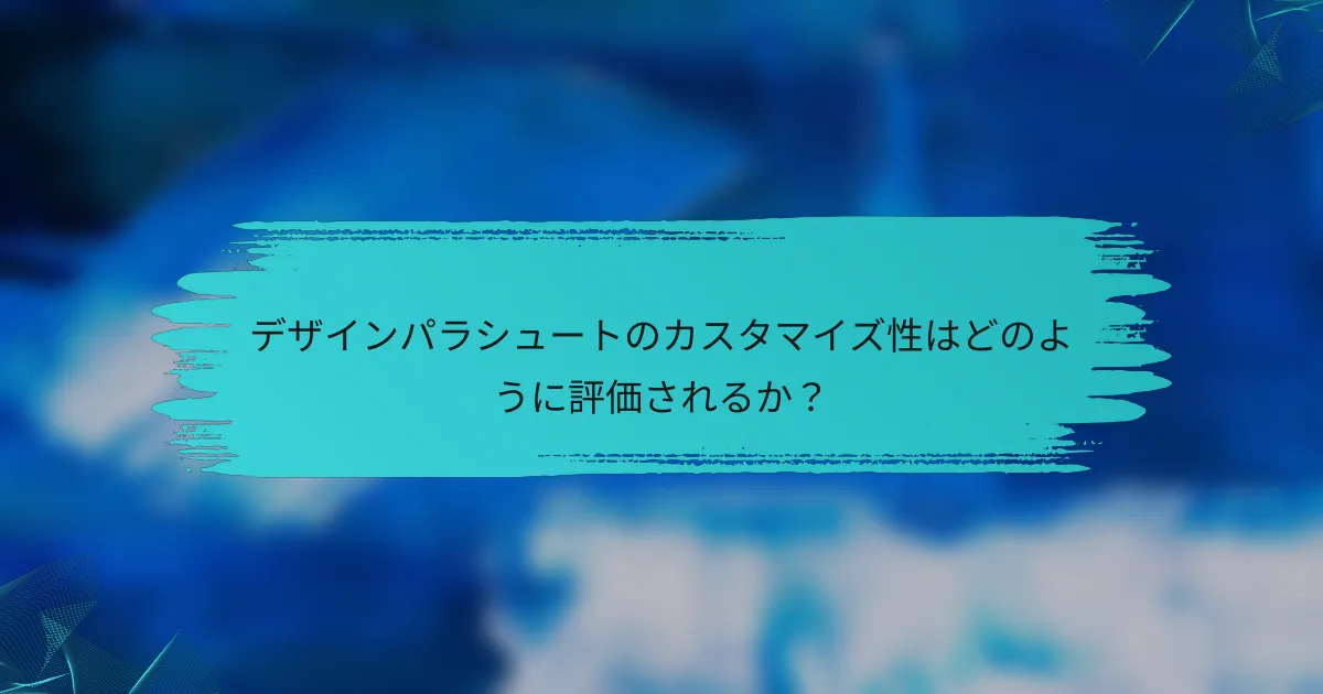 デザインパラシュートのカスタマイズ性はどのように評価されるか?