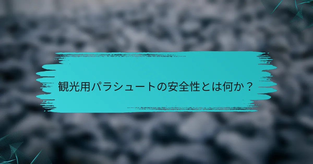 観光用パラシュートの安全性とは何か?