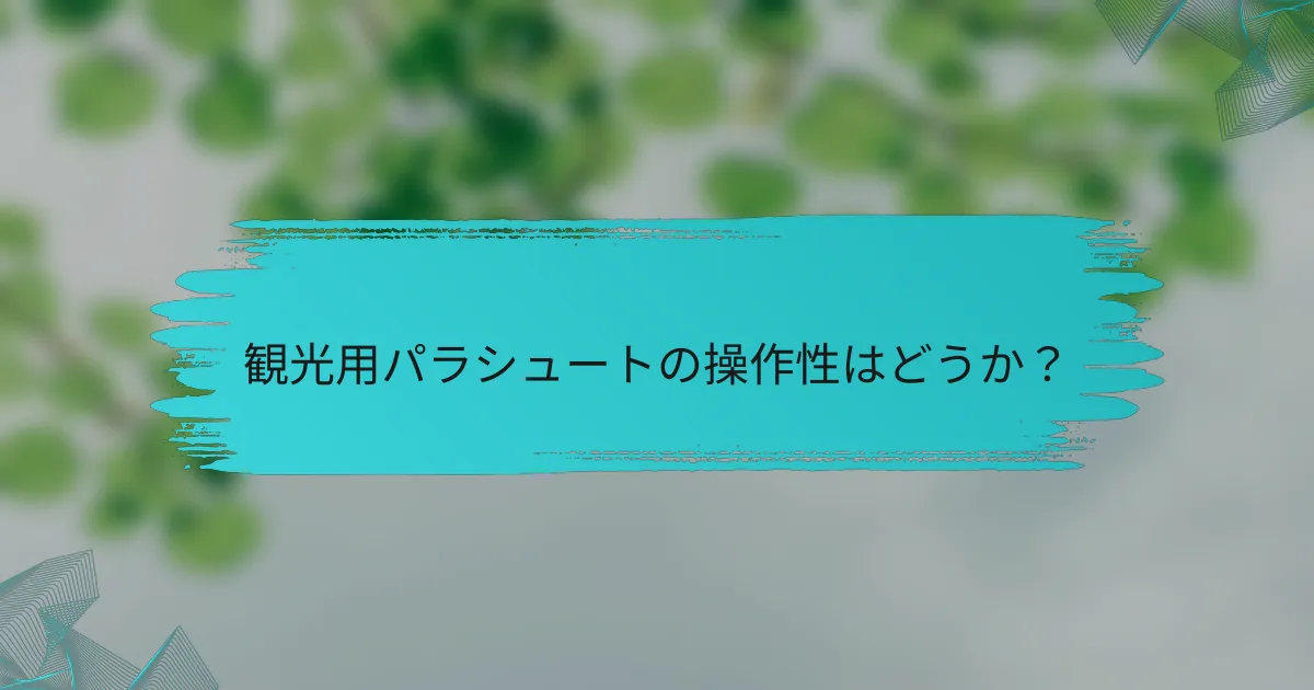 観光用パラシュートの操作性はどうか?